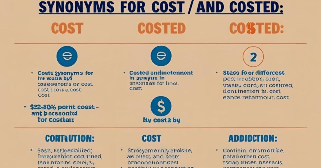Synonyms for “Cost” and “Costed”