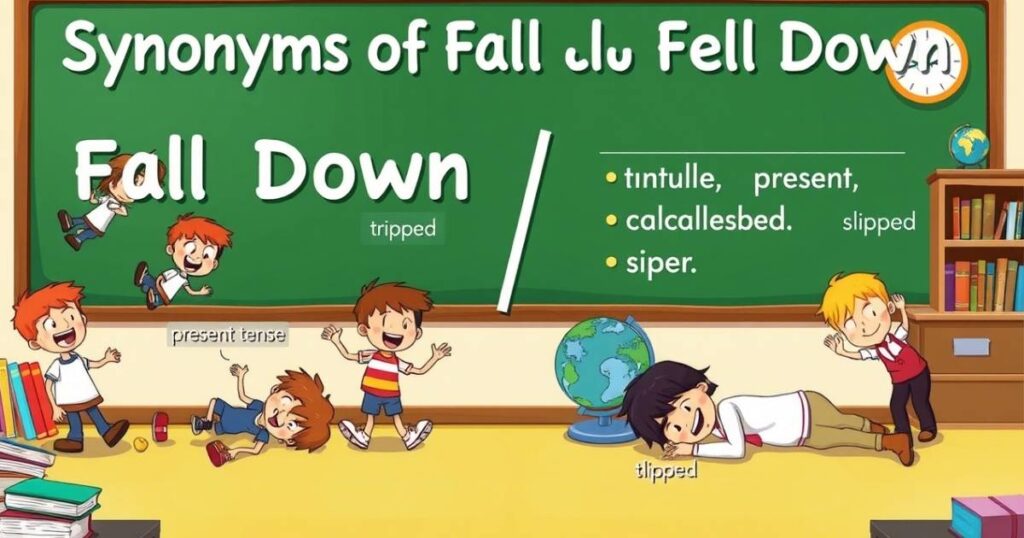 Synonyms of “fall down” and “fell down”