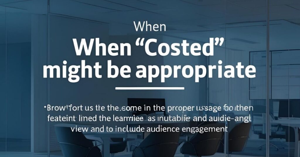 When “Costed” Might Be Appropriate