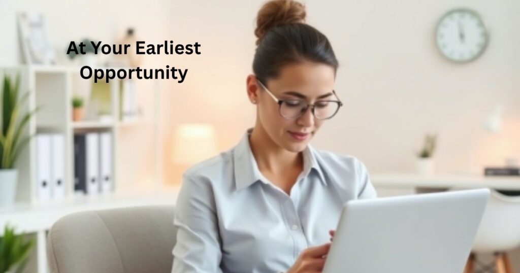At Your Earliest Opportunity