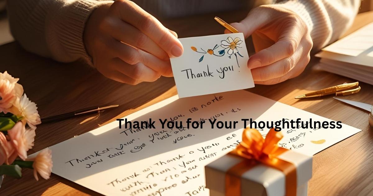Warm, heartfelt scene of a person receiving a handwritten thank-you note with a small gift or flowers on a cozy wooden table. Natural lighting with soft shadows, warm tones, and a peaceful home or office setting. Emphasize emotion, kindness, and sincerity. Ideal for a U.S. audience focused on gratitude, relationships, or meaningful moments.